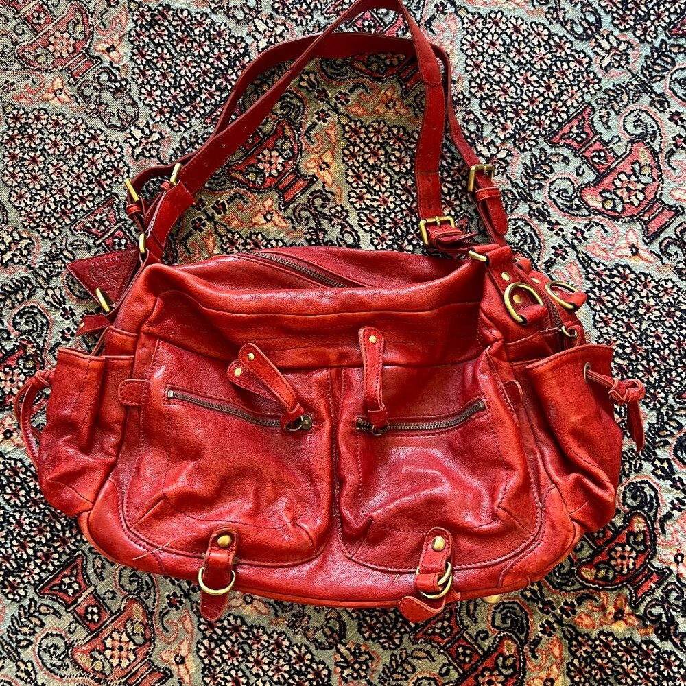 Sorial Red Leather Satchel